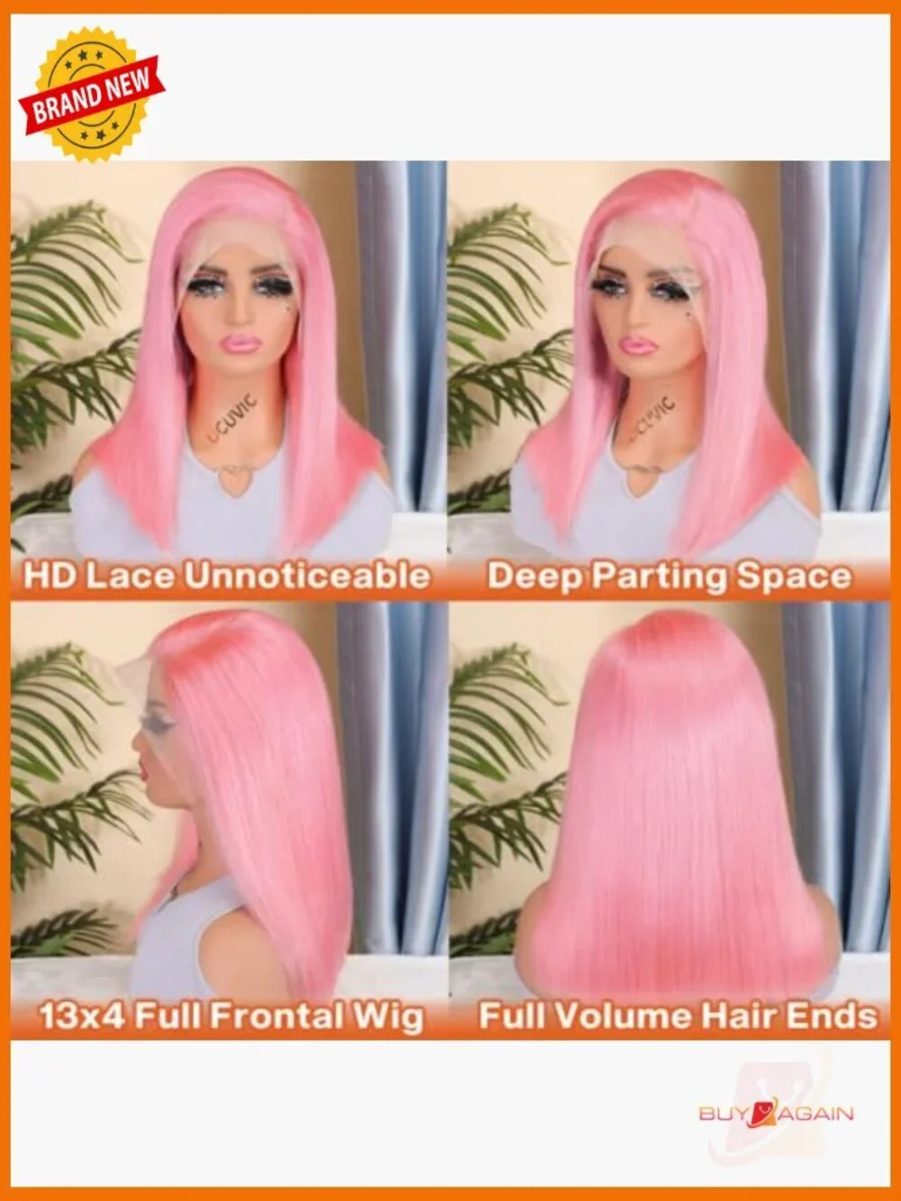 16inch Bob Wig Human Hair 13x4 Lace Front Wig 180% Density Pre Plucked Natural